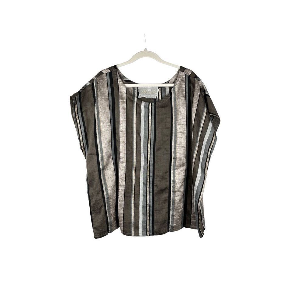 Marilu Metallic Striped Kimono Blouse Large
